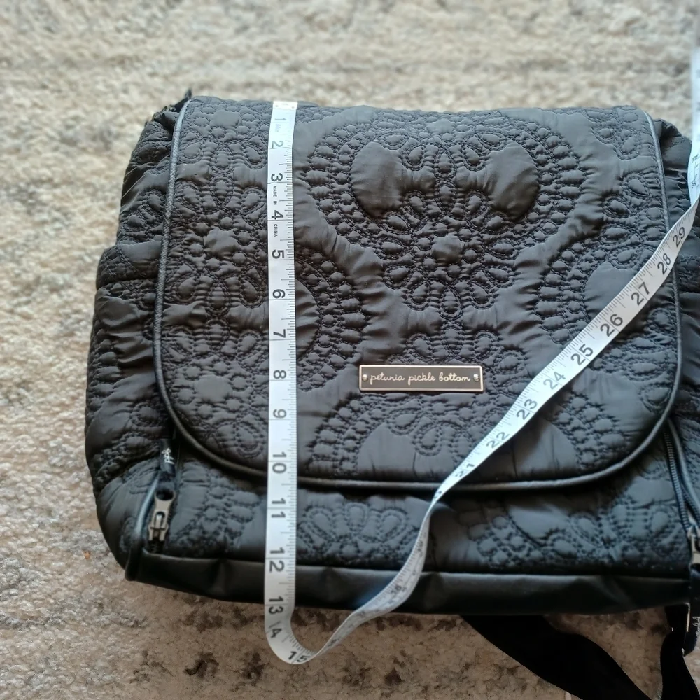 Petunia Pickle Bottom Embossed Black Diaper Bag